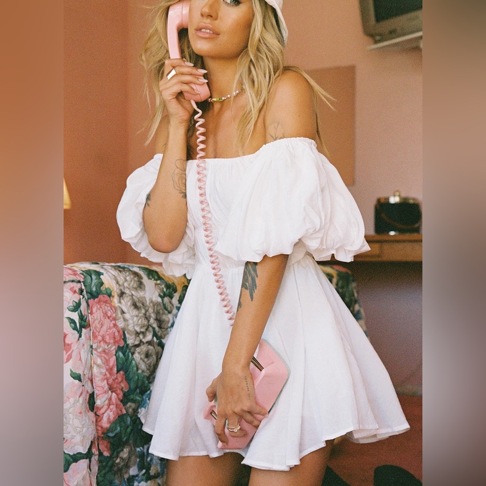 Princess Polly Cream Off-Shoulder Mini Dress